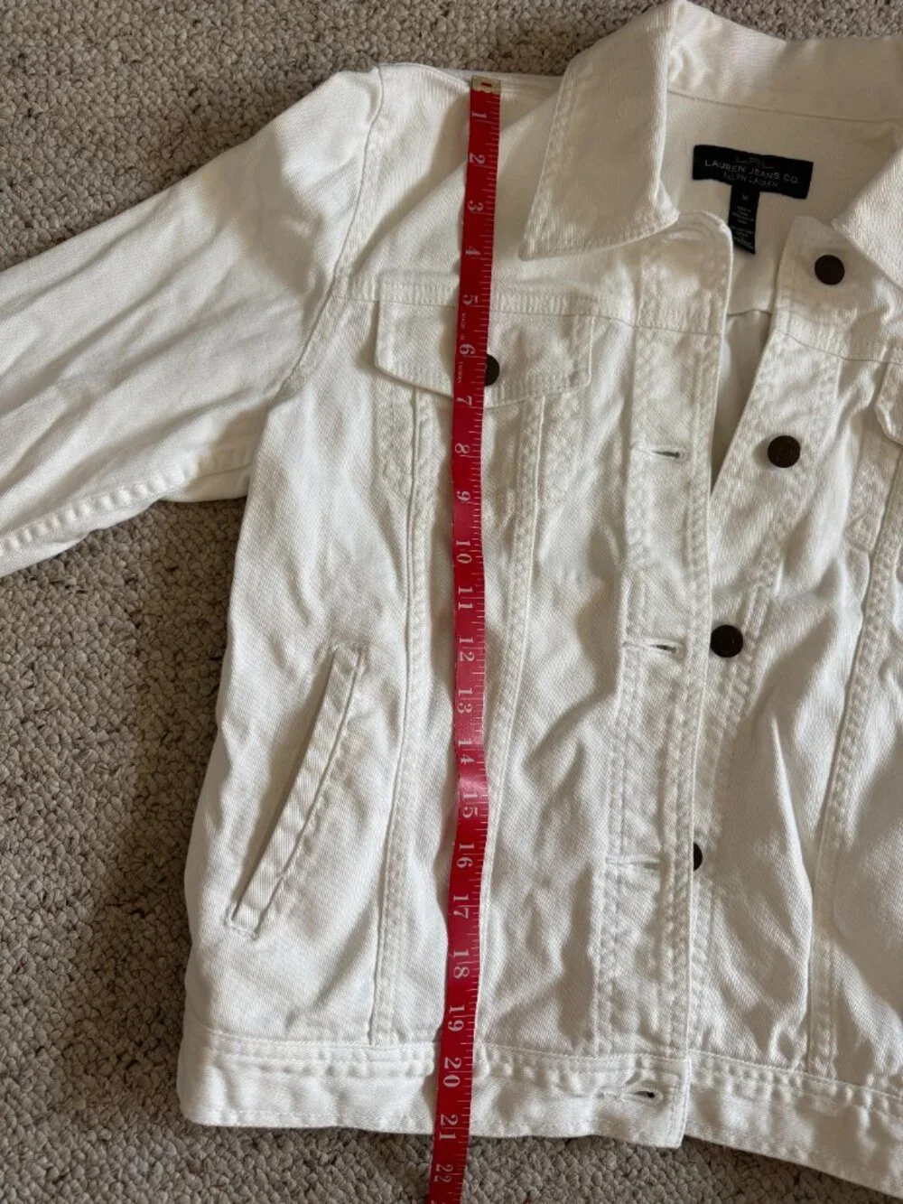 White Denim Jacket LRL Lauren Jeans Co Ralph Lauren Sz M - Picture 8 of 9